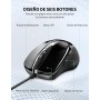 TECKNET Silenciosos Ratón con Cable USB de 1,5 m, 6 Botones, hasta 6400DPI, Superficie Antihuellas para Computadora Portátil,
