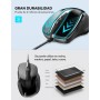 TECKNET Silenciosos Ratón con Cable USB de 1,5 m, 6 Botones, hasta 6400DPI, Superficie Antihuellas para Computadora Portátil,