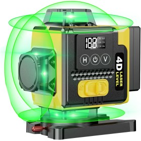 Modo de PulsoNivel Laser Autonivelante 4 x 360 ° Nivel Láser Verde 16 Líneas Montaje en Pared, Control Remoto, Base Magnética,