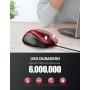TECKNET Silenciosos Ratón con Cable USB de 1,5 m, 6 Botones, hasta 6400DPI, Superficie Antihuellas para Computadora Portátil,