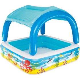 BESTWAY 52192 - Piscina Hinchable Infantil con Parasol Canopy 147x147x122 cm Multicolor con Animales Marinos 265 Litros Para