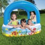 BESTWAY 52192 - Piscina Hinchable Infantil con Parasol Canopy 147x147x122 cm Multicolor con Animales Marinos 265 Litros Para