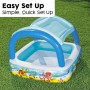 BESTWAY 52192 - Piscina Hinchable Infantil con Parasol Canopy 147x147x122 cm Multicolor con Animales Marinos 265 Litros Para