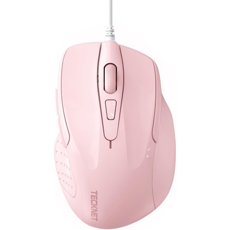 TECKNET Silenciosos Ratón con Cable USB de 1,5 m, 6 Botones, hasta 6400DPI, Superficie Antihuellas para Computadora Portátil,