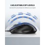 TECKNET Silenciosos Ratón con Cable USB de 1,5 m, 6 Botones, hasta 6400DPI, Superficie Antihuellas para Computadora Portátil,