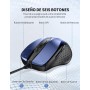 TECKNET Silenciosos Ratón con Cable USB de 1,5 m, 6 Botones, hasta 6400DPI, Superficie Antihuellas para Computadora Portátil,