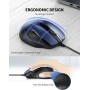 TECKNET Silenciosos Ratón con Cable USB de 1,5 m, 6 Botones, hasta 6400DPI, Superficie Antihuellas para Computadora Portátil,