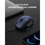 TECKNET Silenciosos Ratón con Cable USB de 1,5 m, 6 Botones, hasta 6400DPI, Superficie Antihuellas para Computadora Portátil,