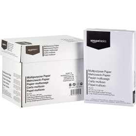 Amazon Basics Papel multiusos para impresora A4 80gsm, 2500 Unidad, 5 Paquetes de 500, Blanco