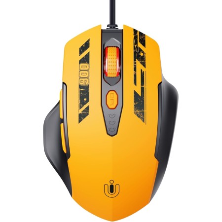 Uineer Ratón con Cable, 7200 dpi Ajustable y 6 Botones, diseño ergonómico, ratón óptico USB optimizado para PC portátil para