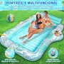 Charmofun Flotador Inflable de Bronceado Grande, Colchoneta Hinchable Piscina con Portavasos y Barra de Hielo, Piscina Bronceado