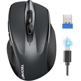 TECKNET Ratón Inalámbrico Recargable, Ratón Inalámbrico Silencioso, Reducción de Ruido hasta un 90%, 4800 dpi, 6 Botones