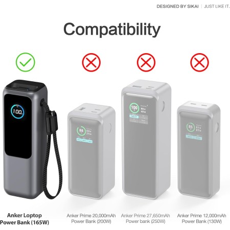 Funda de Silicona para Anker Power Bank 737 (24,000 mAh), Protección Resistente a los Golpes, 2 mm de Grosor, Consulta Rápida de