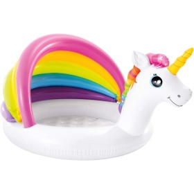 Intex Piscina Hinchable bebé con Parasol, Piscina Inflable Unicornio, para niños, Piscina Hinchable bebé 2 años, 127x102x69 cm,