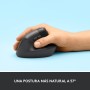 Logitech Lift Ratón Ergonómico Vertical, Inalámbrico, Bluetooth o receptor Logi Bolt USB, clics Silenciosos, 4 botones,