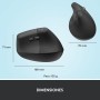 Logitech Lift Ratón Ergonómico Vertical, Inalámbrico, Bluetooth o receptor Logi Bolt USB, clics Silenciosos, 4 botones,