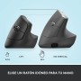 Logitech Lift Ratón Ergonómico Vertical, Inalámbrico, Bluetooth o receptor Logi Bolt USB, clics Silenciosos, 4 botones,