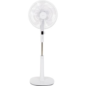 Amazon Basics Oscillating Digital Standing Fan with 5 Dual Blades, 12 Speeds and Remote Control, 53.15", White