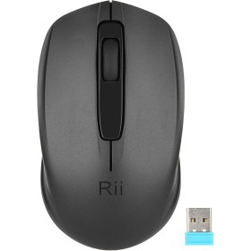Rii Ratón inalámbrico RM100+, para PC, Portátil, Windows, Ofimática. 1000 dpi. Incluye Receptor USB (Negro)