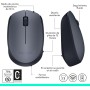 Logitech Ratón inalámbrico M170, 2,4 GHz con nanorreceptor USB, seguimiento óptico, batería de 12 meses de duración, ambidextro,