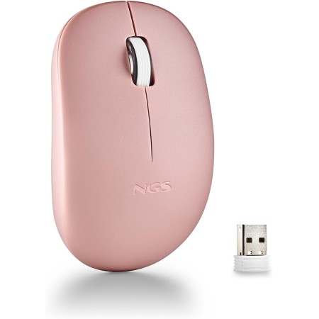 NGS Fog Pro Green - Ratón Inalámbrico Óptico de 1000 dpi, Interfaz Nano USB, Botones Silenciosos, 2 Botones y Rueda de
