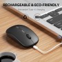 INPHIC Raton inalámbrico, 2.4G Raton inalámbrico Recargable con Receptor USB, 3 Niveles Ajustables De dpi para Computadora