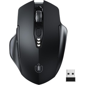 Uineer Raton Inalambrico, [Actualizado] Pantalla con Batería Visible, Raton Ordenador Inalambrico 2.4G USB, 4 Niveles dpi
