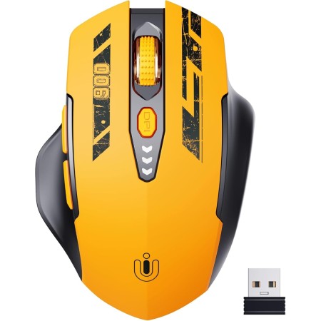 Uineer Raton Inalambrico, [Actualizado] Pantalla con Batería Visible, Raton Ordenador Inalambrico 2.4G USB, 4 Niveles dpi