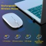 Anmck - Ratón inalámbrico silencioso e inalámbrico USB para Ordenador portátil, Recargable, Rango Remoto de 10 m, 1600 dpi, 3