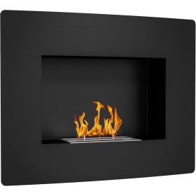 HOMCOM Chimenea de Bioetanol de Pared Estufa de Bioetanol Curva con Tanque de 0,9 L Apagallamas de Acero Inoxidable Tiempo de