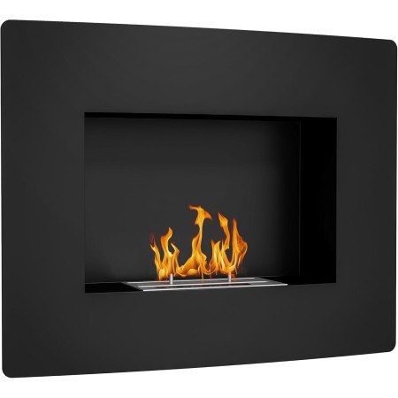 HOMCOM Chimenea de Bioetanol de Pared Estufa de Bioetanol Curva con Tanque de 0,9 L Apagallamas de Acero Inoxidable Tiempo de