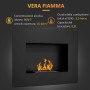 HOMCOM Chimenea de Bioetanol de Pared Estufa de Bioetanol Curva con Tanque de 0,9 L Apagallamas de Acero Inoxidable Tiempo de