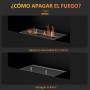 HOMCOM Chimenea de Bioetanol de Pared Estufa de Bioetanol Curva con Tanque de 0,9 L Apagallamas de Acero Inoxidable Tiempo de