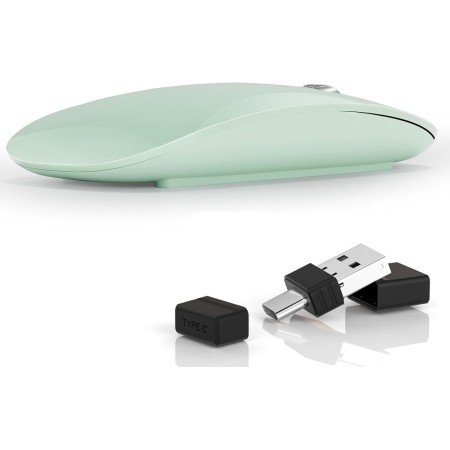 Uiosmuph G11 Ratón Inalámbrico Recargable, Mouse Wireless 2,4 GHz con Receptor Tipo C y USB, Clics Silenciosos, Ratón Óptico