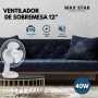 Max Star - Desktop Fan 12" MS-2412 Powerful 40W Quiet, Protective Grid, 3 Speeds, Anti-Tip, Portable, Ventilation, Home, Office,