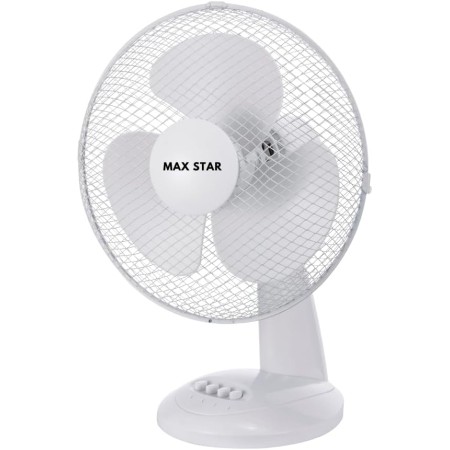 Max Star - Desktop Fan 12" MS-2412 Powerful 40W Quiet, Protective Grid, 3 Speeds, Anti-Tip, Portable, Ventilation, Home, Office,