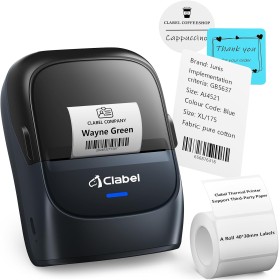 CLABEL Impresora Etiquetas Autoadhesivas, 221B Mini Termica Etiquetadora Adhesivas Bluetooth Portátil Label Printer Compatible