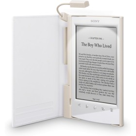 Sony PRSA-CL22 - Tapa protectora blanca con luz para lector de eBook - piel sintética, policarbonato, plástico ABS