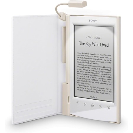 Sony PRSA-CL22 - Tapa protectora blanca con luz para lector de eBook - piel sintética, policarbonato, plástico ABS