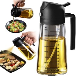 TrendPlain Pulverizador Aceite Spray 470ml - 2 en 1 Spray Aceite Cocina, Dispensadora para Freidora de Aire, Ensaladas, Vinagre