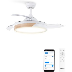 CREATE / WIND CLEAR M/Ceiling fan with light white light wood with remote control and Wi-Fi/40W, Ø108 cm, timer, 6 speeds,