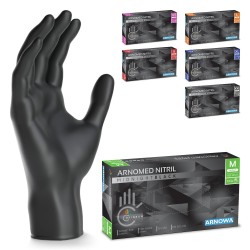 100x ARNOMED® Guantes nitrilo talla M Negro, Guantes desechables quirurgicos y laboratorio, Luvas nitrilo descartaveis sin polvo