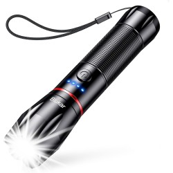 Blukar Linterna LED Recargable, Super Brillante Linternas de Aluminio con 5 Modos de Luz, 2000L Flashlight de Mano Impermeable