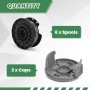 Flaveano Hilo Desbrozadora para Bosch EasyGrassCut Cortabordes, 6 Carretes y 2 Tapas
