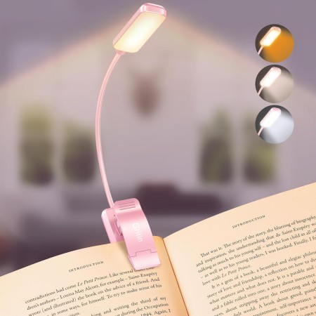Gritin Luz de Lectura Recargable, Lampara Libro de Lectura con 9 LED/3 Modos de Protección de Los Ojos - Atenuación Continua,