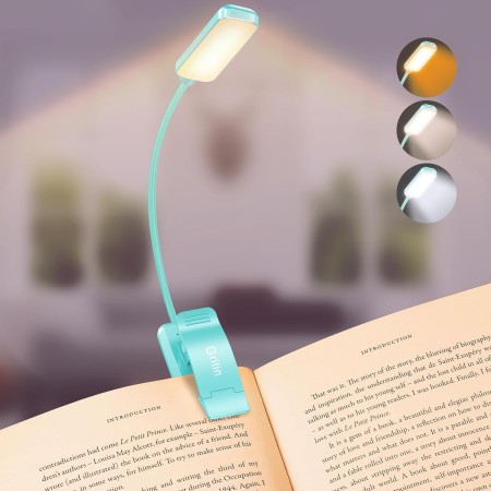 Gritin Luz de Lectura Recargable, Lampara Libro de Lectura con 9 LED/3 Modos de Protección de Los Ojos - Atenuación Continua,
