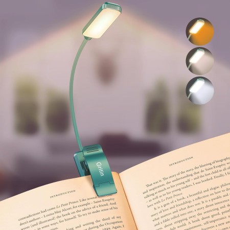 Gritin Luz de Lectura Recargable, Lampara Libro de Lectura con 9 LED/3 Modos de Protección de Los Ojos - Atenuación Continua,
