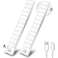 OUILA Luz LED Armario Magnética con Sensor Movimiento Blanco Natural 5000K 36 LEDs 4 Modos Luz LED Adhesiva USB Recargable