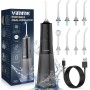 Irrigador Bucal Portatil, Vimmk Irrigador Dental Inalámbrico Profesional 8 Boquillas 5 Modos, IPX7 Impermeable 300ML USB-C