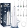 Irrigador Bucal Portatil, Vimmk Irrigador Dental Inalámbrico Profesional 8 Boquillas 5 Modos, IPX7 Impermeable 300ML USB-C